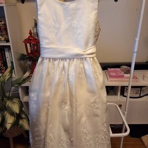 American Princess Ivory Satin Floral Embroidered Formal Dress